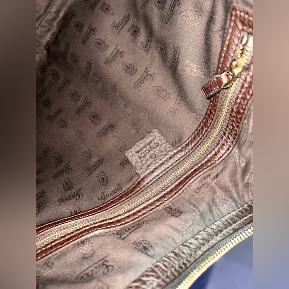 GUCCI Brown Cocoa Leather Horsebit Heritage Web Stripe Hobo - Picture 9 of 13